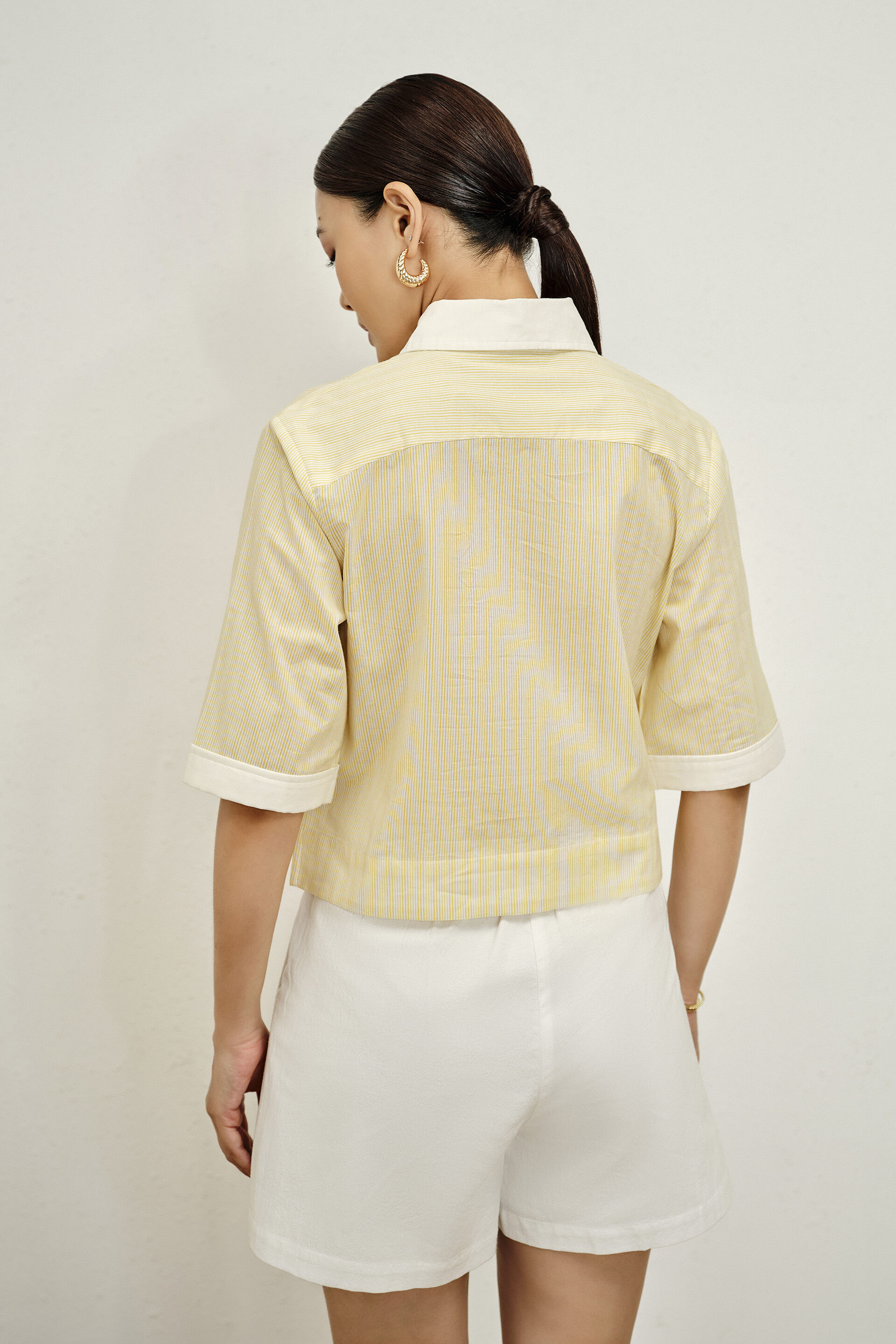 Abbie Butter Yellow Cotton Shirt, Yellow, image 5